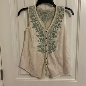 Daniel Cremieux Cream and Green Button Down Shirt